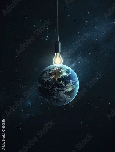 earth hour poster design, realistis , HD, copy Space - generative ai photo