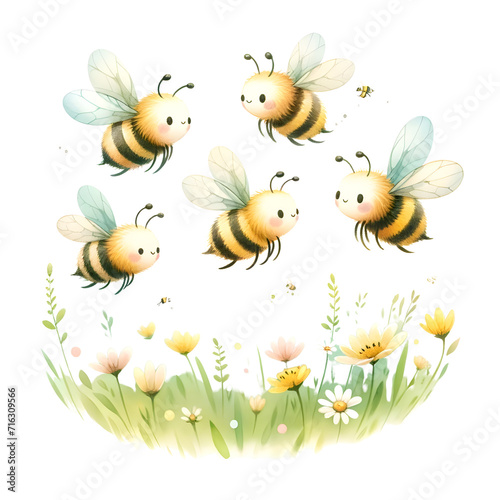 Honeybee and flowers
