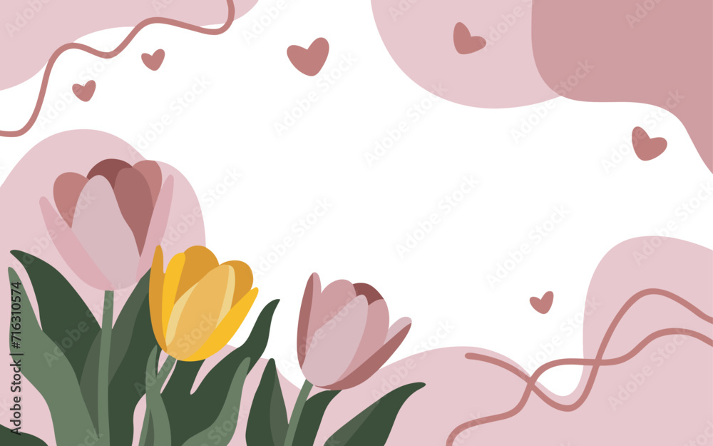 Abstract tulip background poster. Good for fashion fabrics, postcards, email header, wallpaper, banner, events, covers, advertising, and more. Valentine's day, women's day, mother's day background. Abstract tulip background poster. Good for fashion fabrics, postcards, email header, wallpaper, banner, events, covers, advertising, and more. Valentine's day, women's day, mother's day background.