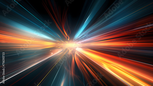 Glowing road speed lines, neon speed abstract background