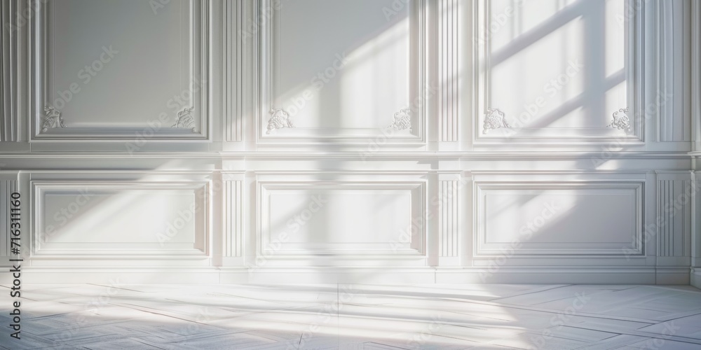 A simple, empty room with white walls and a white floor. Suitable for various concepts and designs A simple, empty room with white walls and a white floor. Suitable for various concepts and designs