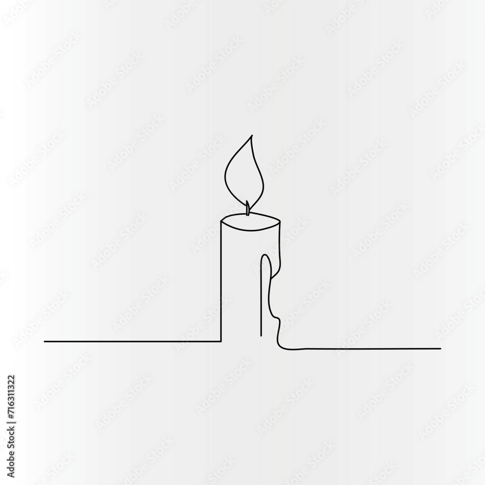 Candle continuous one line drawing  outline vector illustration

