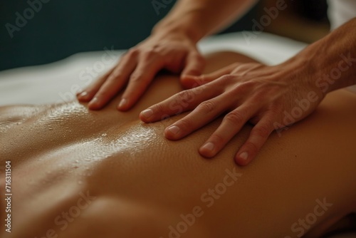 A man receiving a relaxing back massage at a spa. This image can be used to promote wellness and self-care services