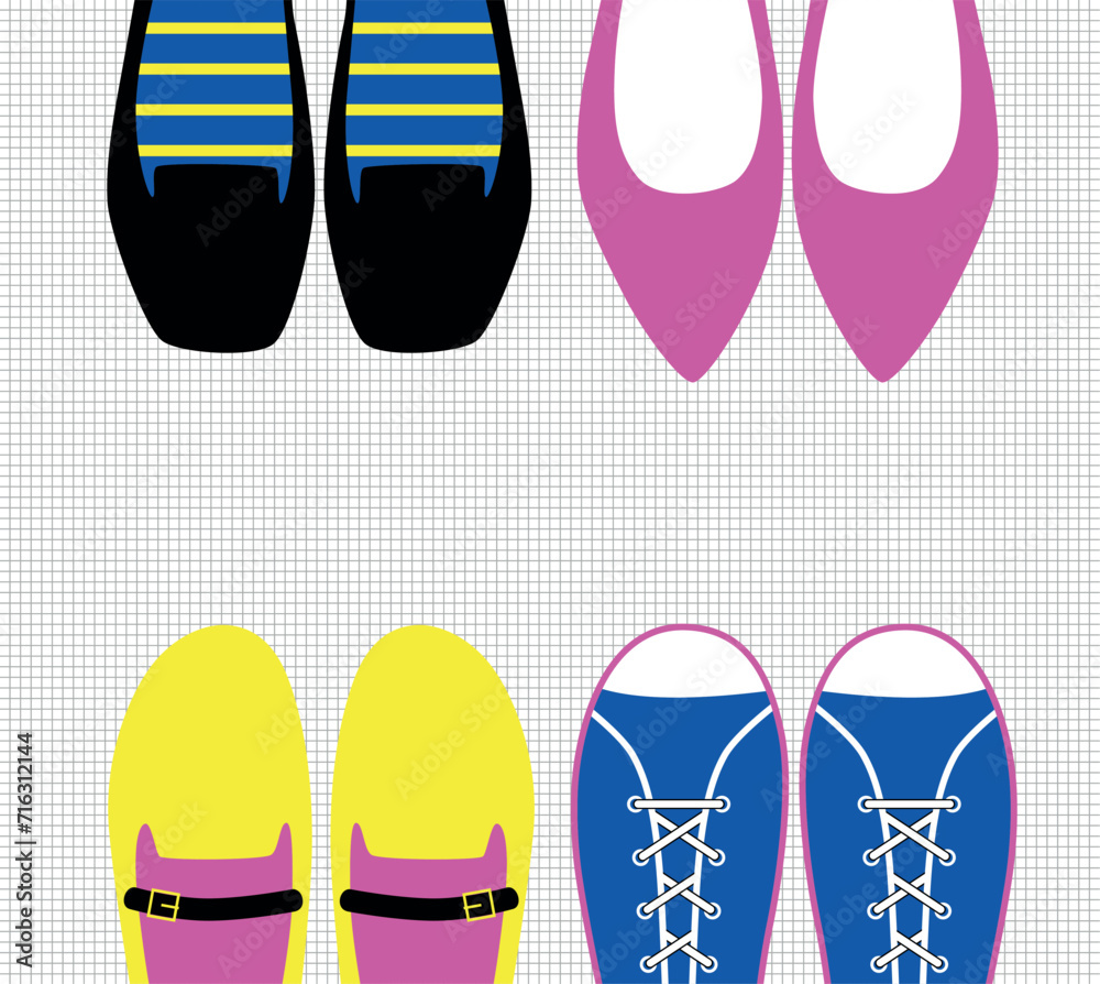 Fashionable bright shoes in the style of the 1990s. Fashionable bright shoes in the style of the 1990s.