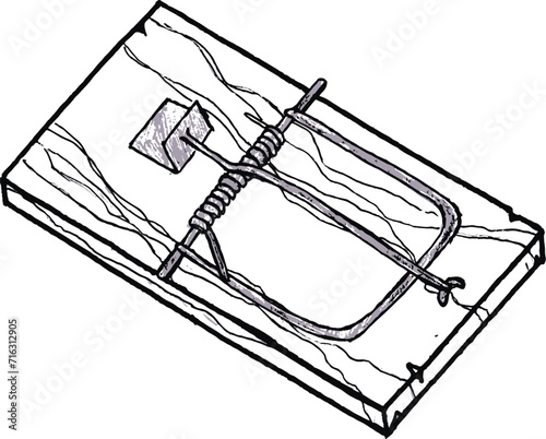 black and white mouse trap illustration