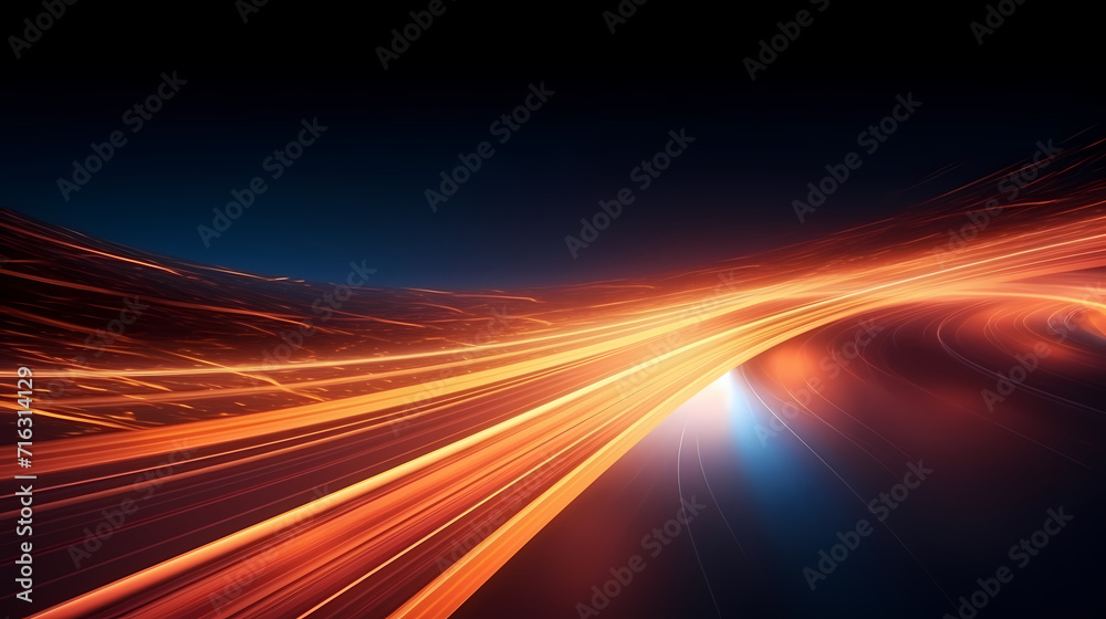 Glowing road speed lines, neon speed abstract background