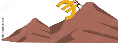 Financial Crisis, Euro Symbol, European Union Currency, Pushing, Businessman