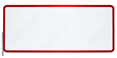plaque d’immatriculation réfléchissante sans marquage avec bordure rouge, fond blanc 