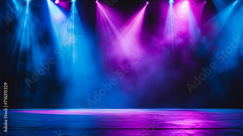spotlight, Theater stage light background with spotlight illuminated the stage for opera performance. Stage lighting. Empty stage with bright colors backdrop decoration, Ai generated image 
