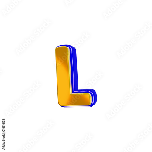 Glossy yellow alphabet with blue 3d letter l photo