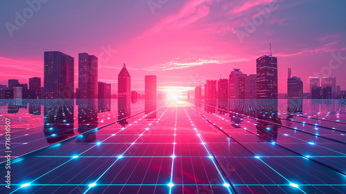 Futuristic concept, solar panels in future