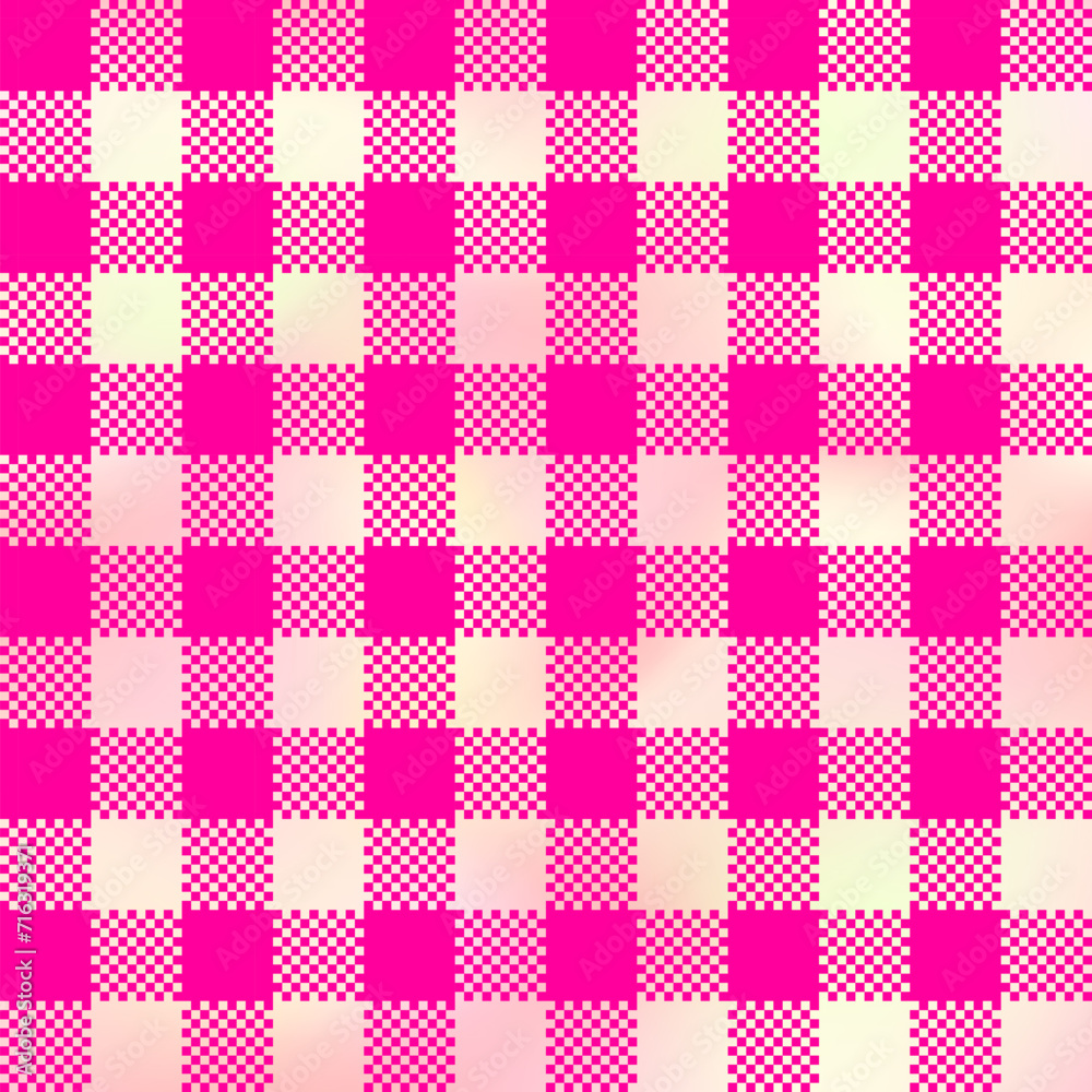 Pink plaid seamless patten. Vector checkered gradient plaid textured print. Shiny Iridescent plaid texture for fashion, print, design, wallpapers, background Pink plaid seamless patten. Vector checkered gradient plaid textured print. Shiny Iridescent plaid texture for fashion, print, design, wallpapers, background