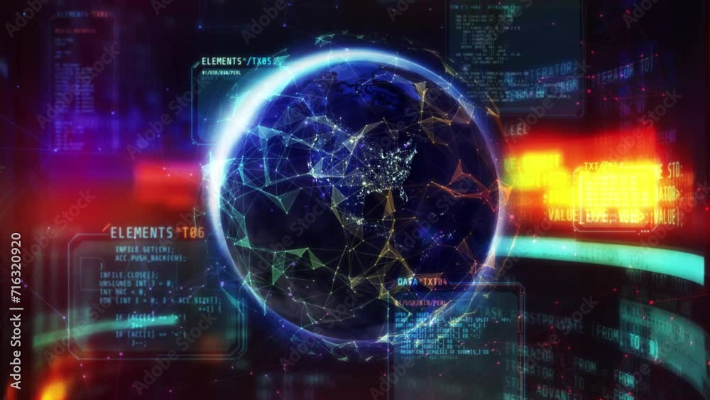 Planet earth in the interweaving of the digital world. Planet earth in the interweaving of the digital world.
