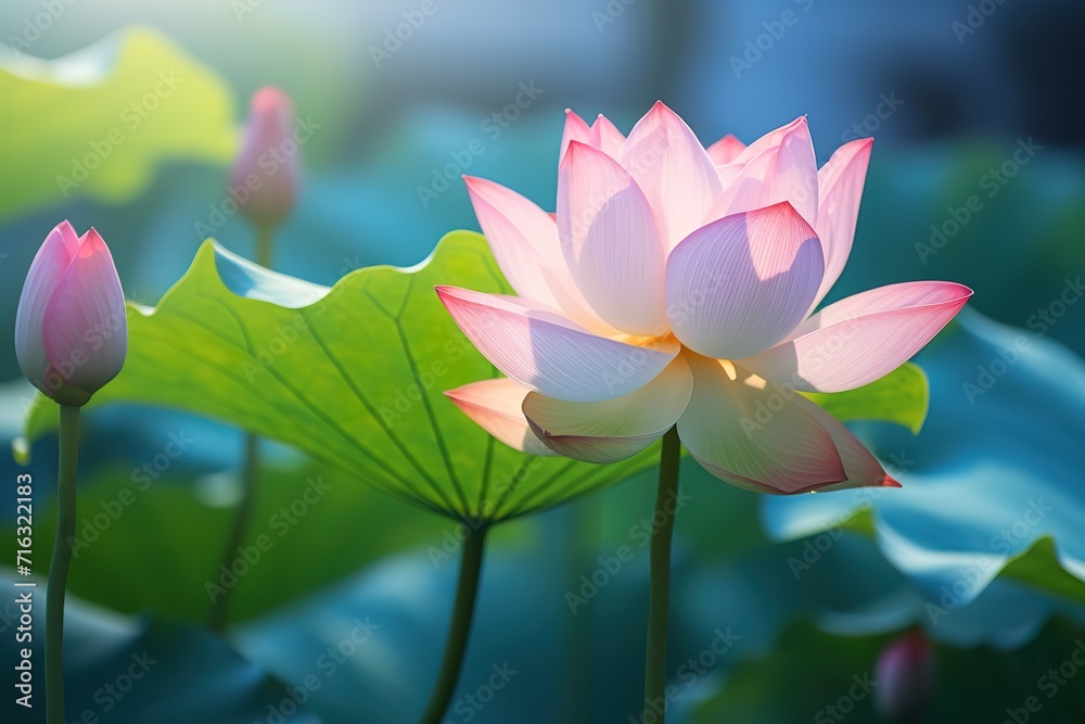 Obraz premium The lotus flower is pink, very beautiful, with the right amount of light, making this lotus more beautiful in terms of viewing,wallpaper