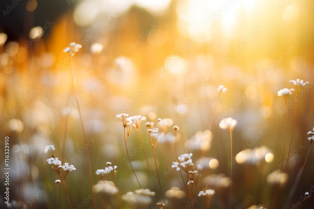 Obraz premium Soft sunlight cascading over delicate white flowers.