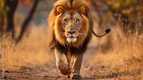 Capturing the majestic beauty of a lion standing tall in the vast savannah of africa