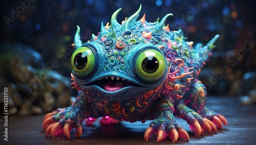 A plush bewitching fishlike alien floats gracefully in a mesmerizing concept art line art.