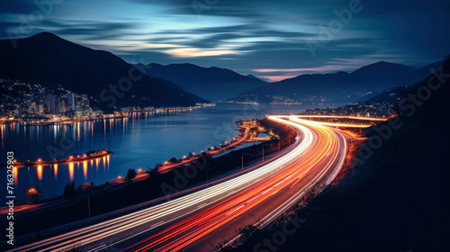 Long Exposure Shot of a Night Highway