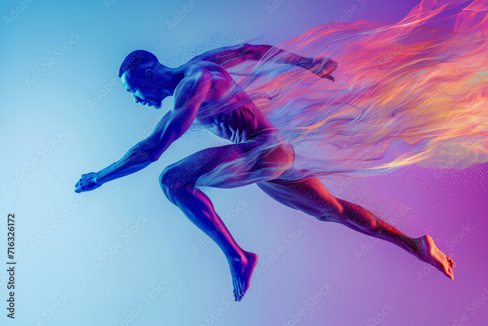 Obraz premium Portrait of a running athlete swiftness