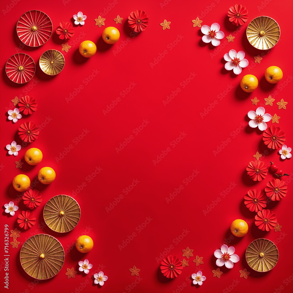 Chinese new year festival decorations with copy space