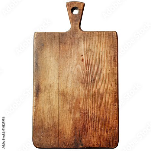 A Wooden Cutting Board.. Isolated on a Transparent Background. Cutout PNG.