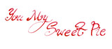 Phrase You are my sweet cake. Red calligraphic font on a white background. The letters have a gradient from darker to lighter. Rounded shapes, serifs twist in a spiral.