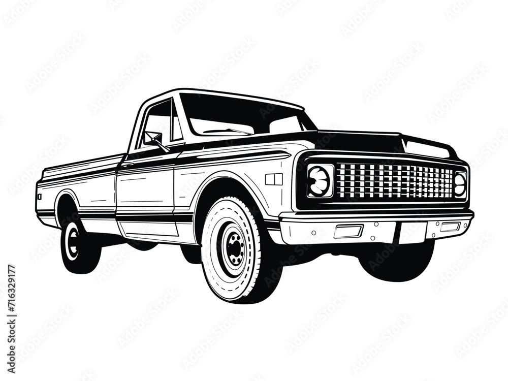 vintage Truck illustration isolated on white