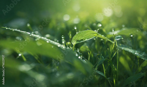 Green grass with dew