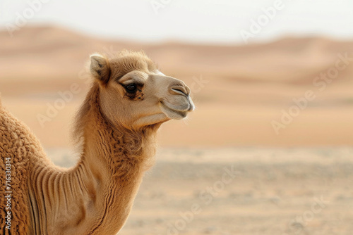 A curious camel calf in a moment of exploration