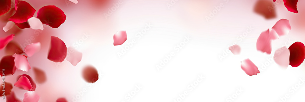  Backdrop of rose petals isolated on white background. Valentine day background