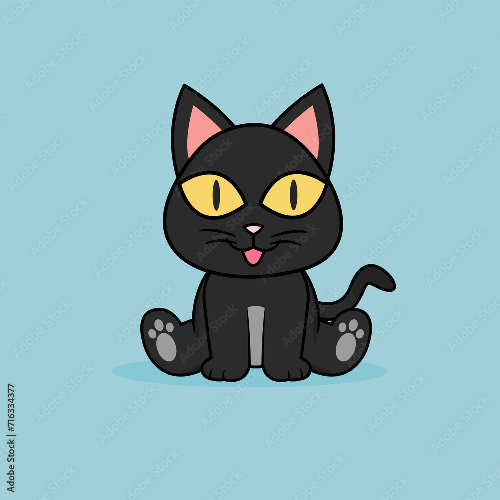Fototapeta premium Funny cartoon Cats. Cute Black Cat Vector Design