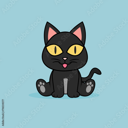 Funny cartoon Cats. Cute Black Cat Vector Design