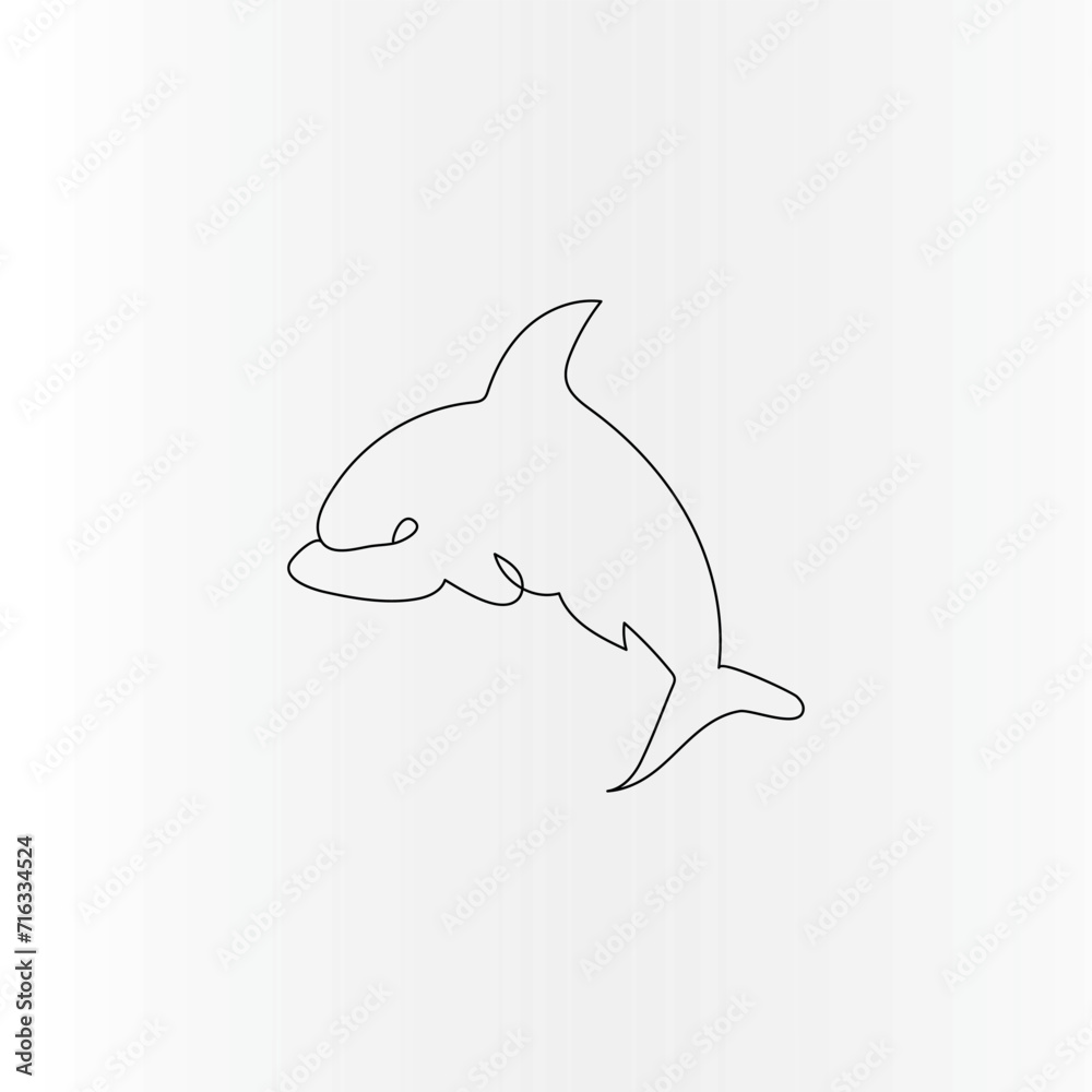Obraz premium Dolphin continuous one line drawing outline vector illustration