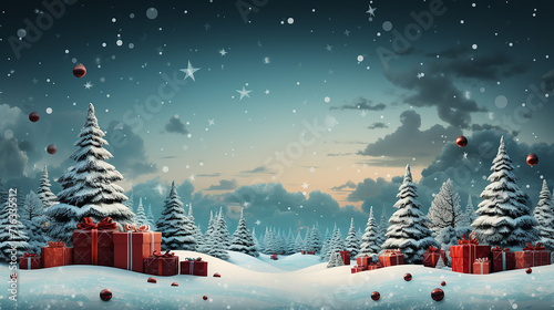 christmas_tree_in_snow_with_gifts_on_it_in_the_style_of_