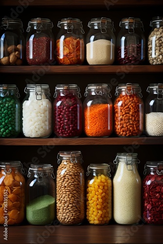 Pantry filled with various types of breakfast cereals, Generative AI