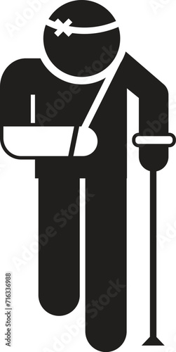 injured man or person icon set. worker arm injury or broken arm vector symbol. patient hand plaster sign.