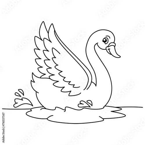 Fototapeta Naklejka Na Ścianę i Meble -  Funny swan cartoon for coloring book