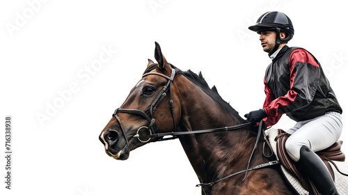 jockey sitting on stallion horse before a race © Layerform