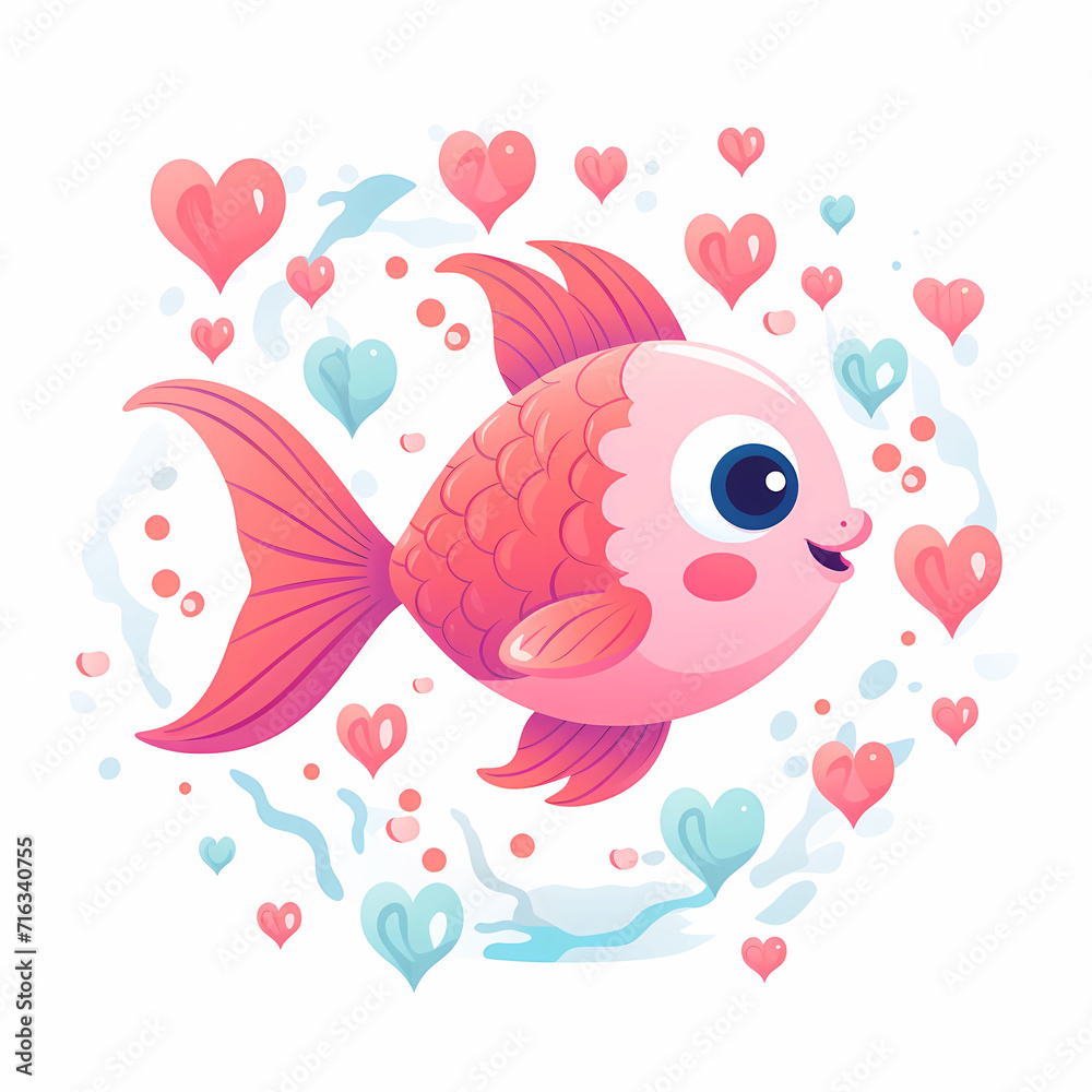 Cute Fish Valentines background