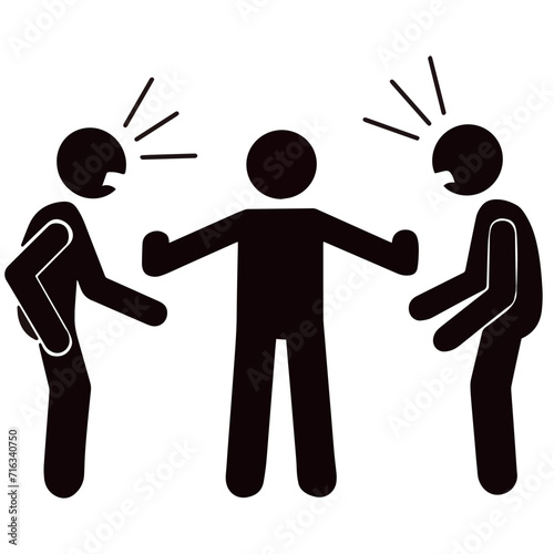 A man is breaking up a fight icon vector illustration