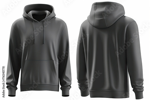 Blank black hoodie template. Hoodie sweatshirt long sleeve on white background