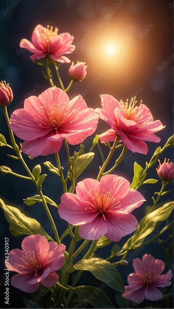 Blooming Pink Flowers in nature Background Blooming Pink Flowers in nature Background