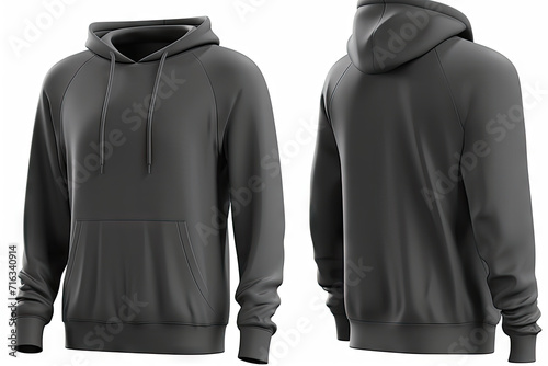 Blank black hoodie template. Hoodie sweatshirt long sleeve on white background