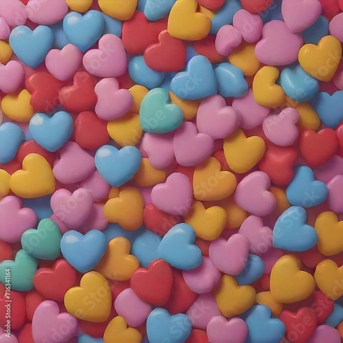 Colorful Rain of candy hearts on a white background 