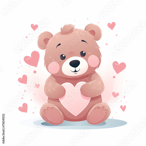 Cute Bear with heart Valentines card