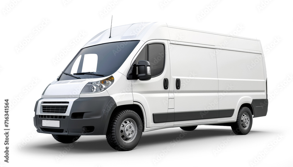 White delivery van isolated from transparent background White delivery van isolated from transparent background