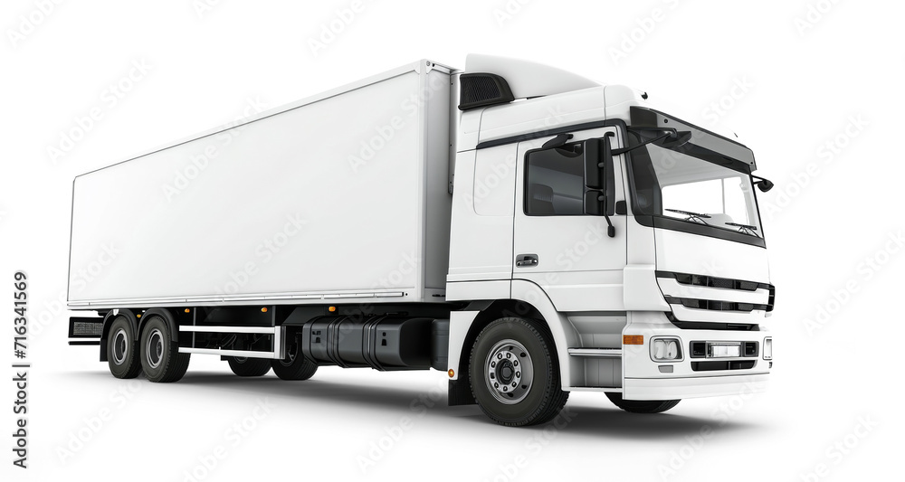 White truck on white or transparent background