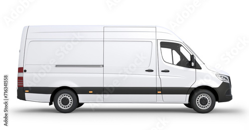 White delivery van isolated from white or transparent background