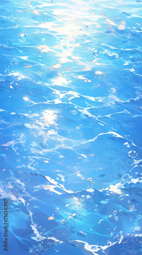 キラキラと光が反射する爽やかな水面の夏イメージの背景イラスト「AI生成画像」