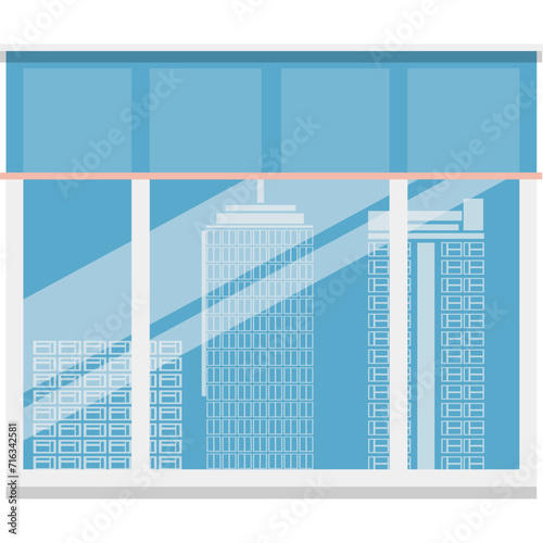 Window with cityscape vector flat icon isolated